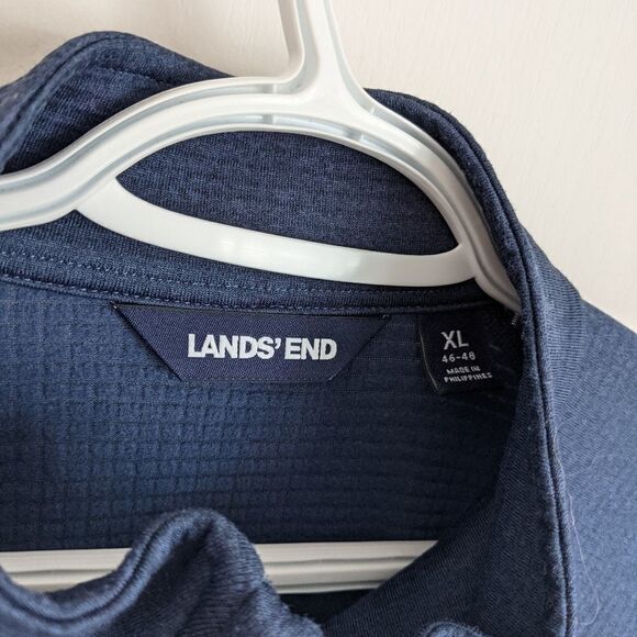 LANDS' END Quarter zip fleece Navy blue pull shirt XL @W - Picture 3 of 9